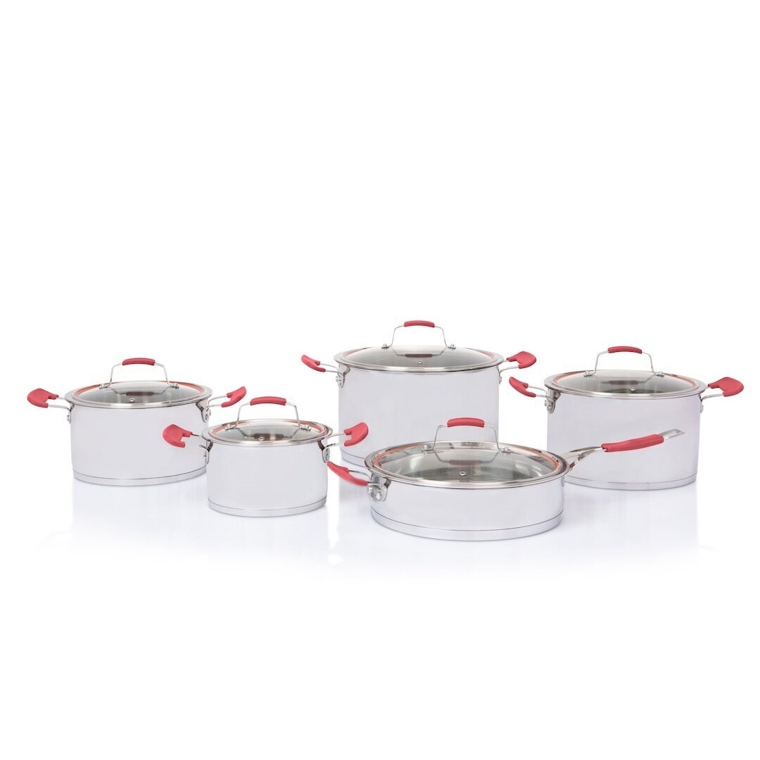 10pc DeluxCook Red Pot Set
