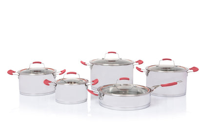 10pc DeluxCook Red Pot Set