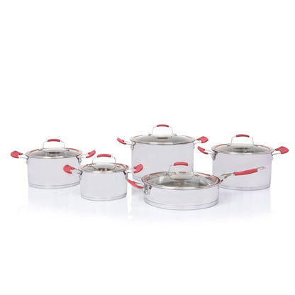 10pc DeluxCook Red Pot Set