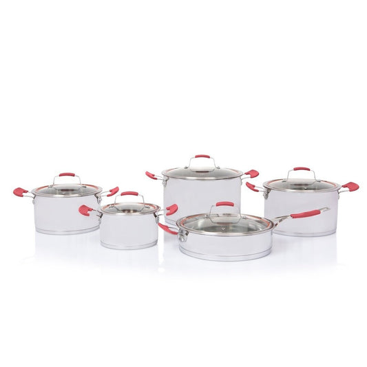 10pc DeluxCook Red Pot Set